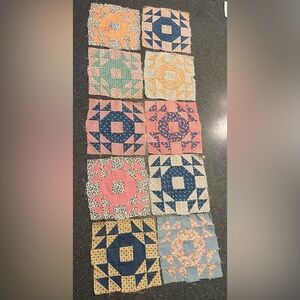 1920’s feed sack quilt squares in excellent condition